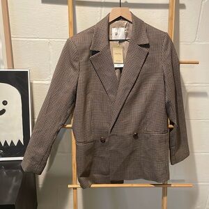 Mango Brown Houndstooth Blazer